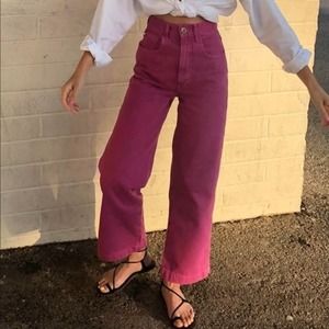 Nanushka | Magenta Pink Fuchsia Marfa Wide Leg Jeans Pearl Accent S 26in Waist